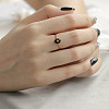 925 Sterling Silver & Clear Cubic Zirconia & Natural Agate Finger Rings FS-WG1BD13-04-4