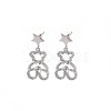 Brass Micro Pave Clear Cubic Zirconia Stud Earring Findings KK-S356-620P-NF-1