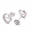 Anti-Tarnish Rhodium Plated 925 Sterling Silver Stud Earring Settings STER-F032-04P-2