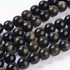 Natural Golden Sheen Obsidian Beads Strands G-C076-10mm-5-1