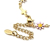 Ion Plating(IP) Enamel Flower & Cross Link Chain Bracelet BJEW-C023-01G-01-5