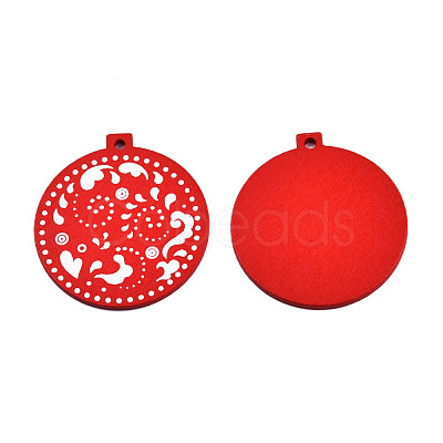 Christmas Spray Painted Wood Big Pendants WOOD-N005-103A-1