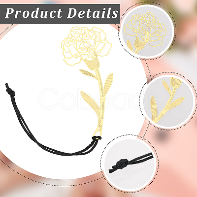 Brass Flower Bookmarks with Tassel OFST-WH0005-01-1