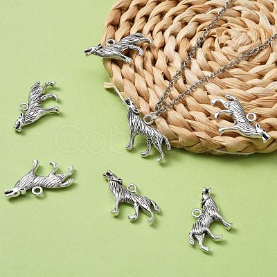 Tibetan Style Alloy Howling Wolf Pendants LF1753Y-1