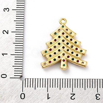 Christmas Series Brass Micro Pave Cubic Zirconia Pendants KK-Q010-01G-07-1