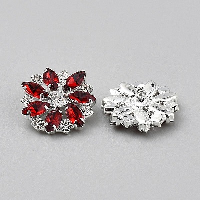 1-Hole Alloy Rhinestone Shank Buttons BUTT-WH0012-20-1