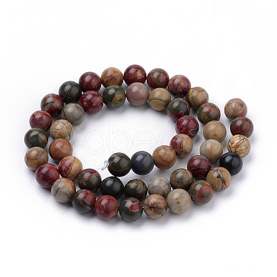 Natural Polychrome Jasper/Picasso Stone/Picasso Jasper Beads Strands X-G-S259-23-6mm-1
