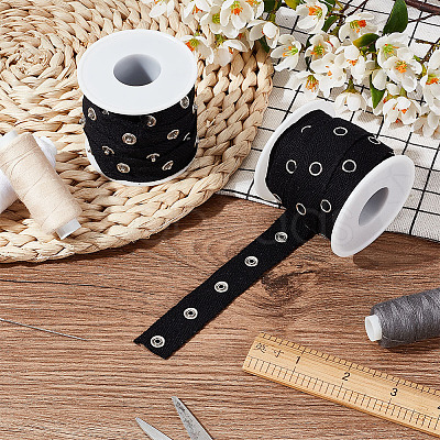 5 Yards Alloy Snap Button Tape Trim Polyester Ribbons DIY-OC0011-27B-1