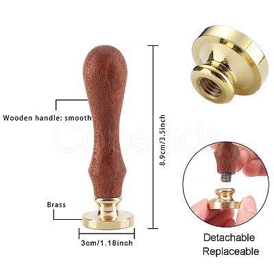 Brass Wax Seal Stamp with Handle AJEW-WH0184-1041-1