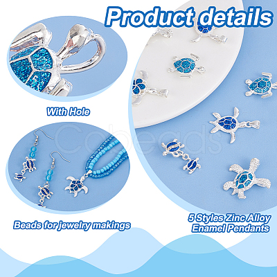 10Pcs 5 Styles Zinc Alloy Enamel Pendants FIND-PH0022-12-1
