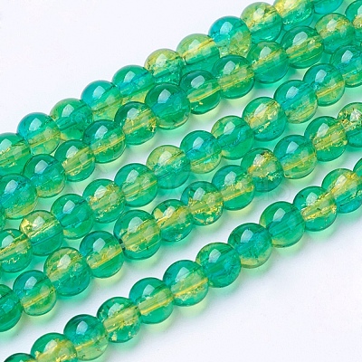 Spray Painted Crackle Glass Beads Strands X-CCG-Q002-4mm-07-1