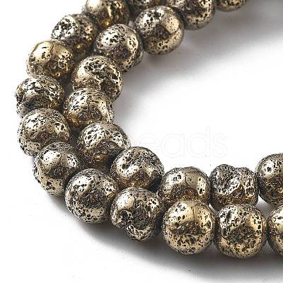 Electroplated Natural Lava Rock Beads Strands G-A251-E01-01F-1