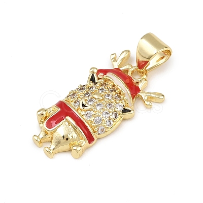 Christmas Brass Micro Pave Cubic Zirconia Enamel Pendants KK-B164-01G-03-1