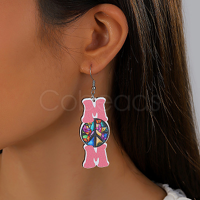 Mother's Day Wood Dangle Earrings FS-WG7FF6E-06-1