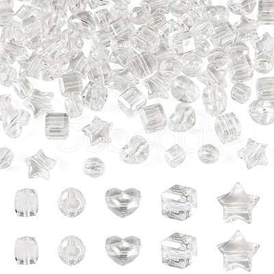 100Pcs 5 Styles Transparent Acrylic Beads TACR-TA0001-92-1
