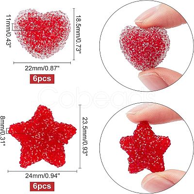 12Pcs 2 Style Resin Beads for Valentine's Day RESI-FH0001-26-1