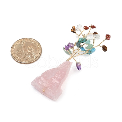 Natural Mixed Gemstone Chips Tree of Life Display Decorations AJEW-JD00015-03-1