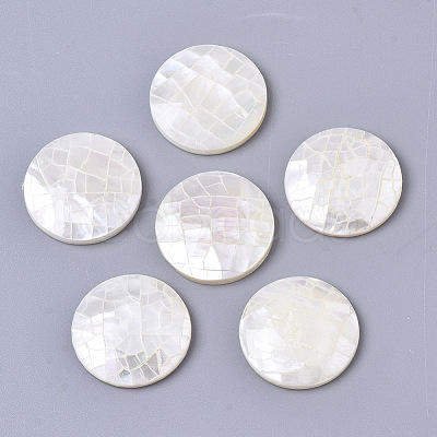 Natural White Shell Mother of Pearl Shell Cabochons SSHEL-N034-42-1