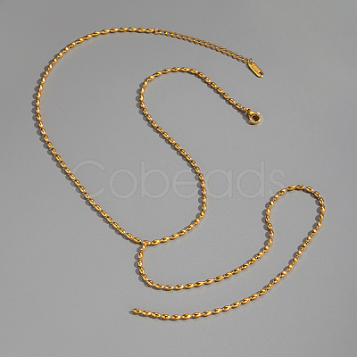 Elegant 304 Stainless Steel Rice Chain Y-Shaped Necklaces for Women DQ6451-1