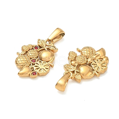 304 Stainless Steel with Rhinestone Pendants RB-CBA7A56-10G-02-1