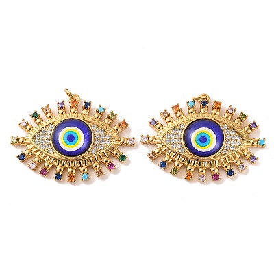 Rack Plating Brass Micro Pave Cubic Zirconia Pendants KK-H486-24G-04-1