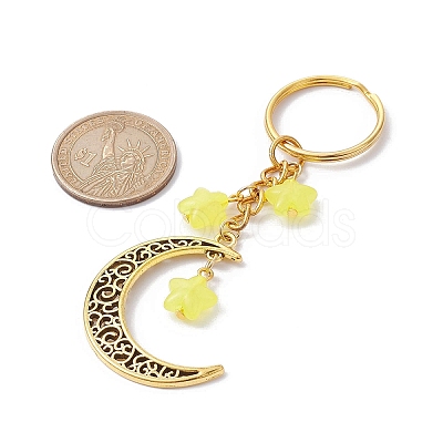 Tibetan Style Alloy Hollow Moon Pendant Keychain KEYC-JKC00690-01-1