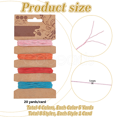 8 Cards 8 Styles Waxed Cotton Cord Set OCOR-PH0006-38-1