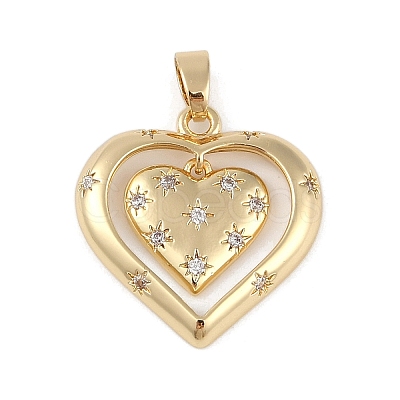 Brass Micro Pave Clear Cubic Zirconia Pendants ZIRC-M001-14G-1
