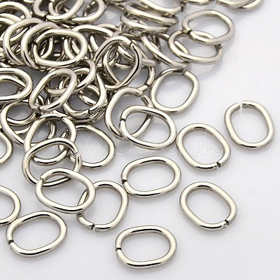Tarnish Resistant Oval 201 Stainless Steel Saw Cut Open Jump Rings STAS-N040-01-1