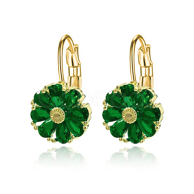 Brass Flower Hoop Earrings JJ3056-10-1