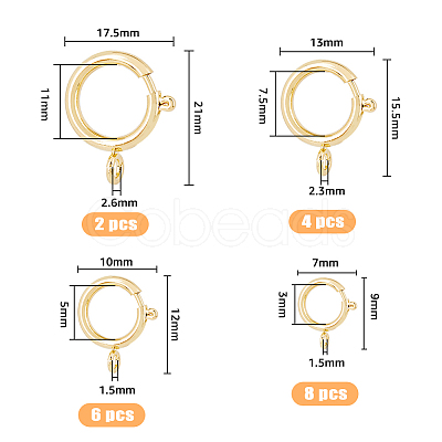 SUPERFINDINGS 20Pcs 4 Sizes Eco-friendly Brass Spring Ring Clasps KK-FH0005-51-1