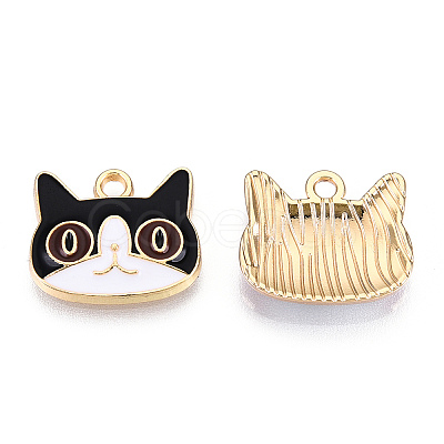 Light Gold Plated Alloy Kitten Pendants ENAM-T009-41C-1