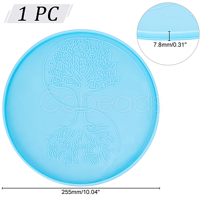 DIY Laser Effect Tai Ji & Tree of Life Pattern Display Decoration Silicone Molds SIL-WH0014-34A-1