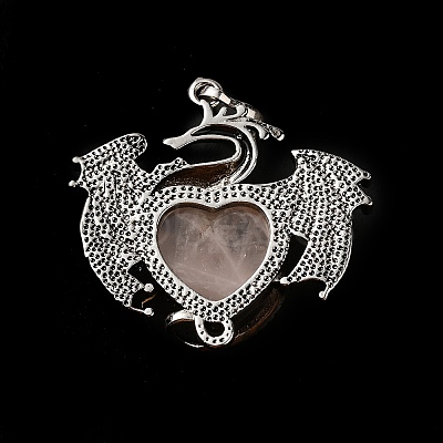 Natural Rose Quartz Heart Pendants KK-K331-01AS-06-1
