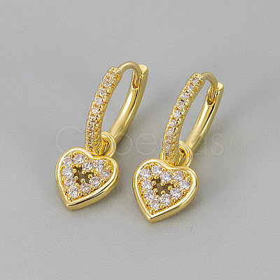 Brass Micro Pave Cubic Zirconia Hoop Dangle Earrings WG0E58F-01-1