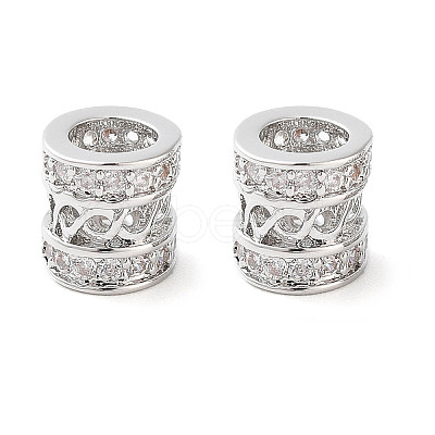 Brass Micro Pave Clear Cubic Zirconia Beads KK-U028-21P-1