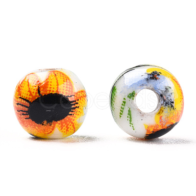 Floral Printed Porcelain Beads PORC-E021-01A-1