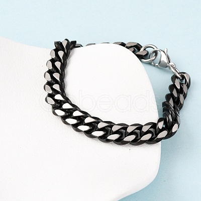 304 Stainless Steel Cuban Link Chain Bracelets for Men Women BJEW-C124-04A-02-1