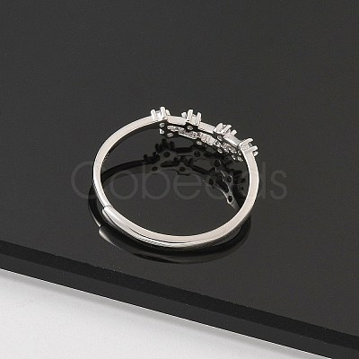 Constellations Rhodium Plated 925 Sterling Silver Micro Pave Clear Cubic Zirconia Adjustable Rings for Women RJEW-P130-01P-A-1