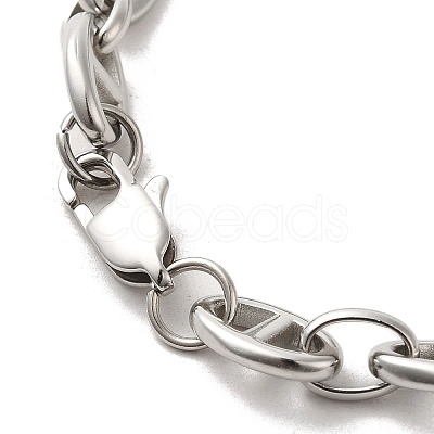 Non-Tarnish 304 Stainless Steel Oval Link Chain Bracelets BJEW-D030-11A-P-1