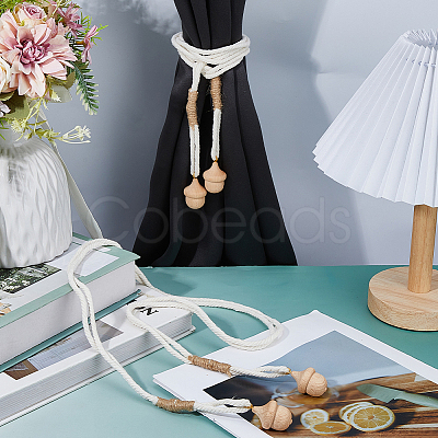 2Pcs Macrame Cotton Cord Curtain Tiebacks Clips HJEW-FH00223-1