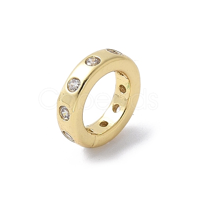 Brass Micro Pave Cubic Zirconia European Beads KK-K399-14G-1