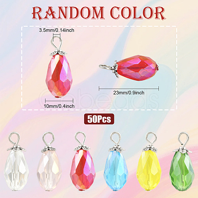 50Pcs Electroplate Glass Pendants FIND-SP0004-73-1