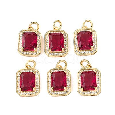Brass Glass Charms ZIRC-F116-09A-G-1