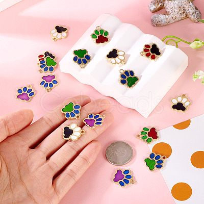 30Pcs 5 Colors Alloy Enamel Pendants FIND-TA0006-07-1