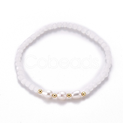 Faceted Glass Bead Stretch Bracelets BJEW-JB05488-1
