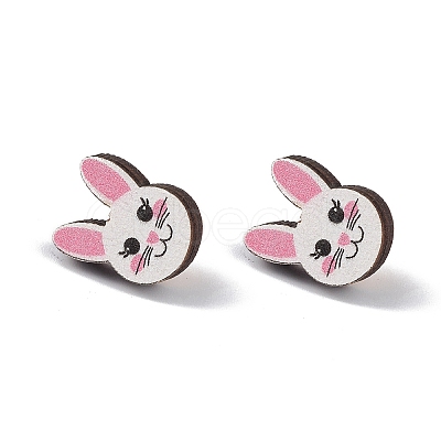 Natual Wood Easter Stud Earrings EJEW-C013-02B-1