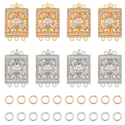 DICOSMETIC 8Pcs Brass Pave Clear Cubic Zirconia Box Clasps KK-DC0002-92-1