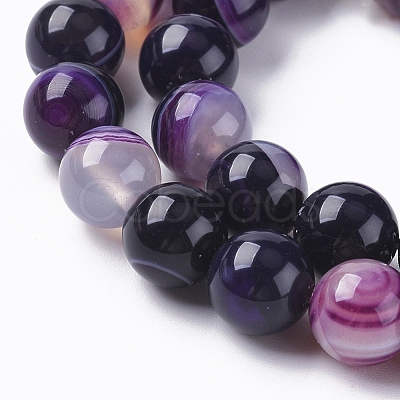 Natural Striped Agate/Banded Agate Beads Strands G-G582-4mm-52-1