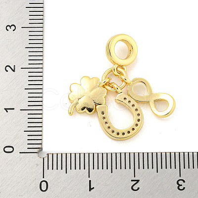 Rack Plating Brass Micro Pave Cubic Zirconia European Dangle Charms KK-P270-02B-G-1